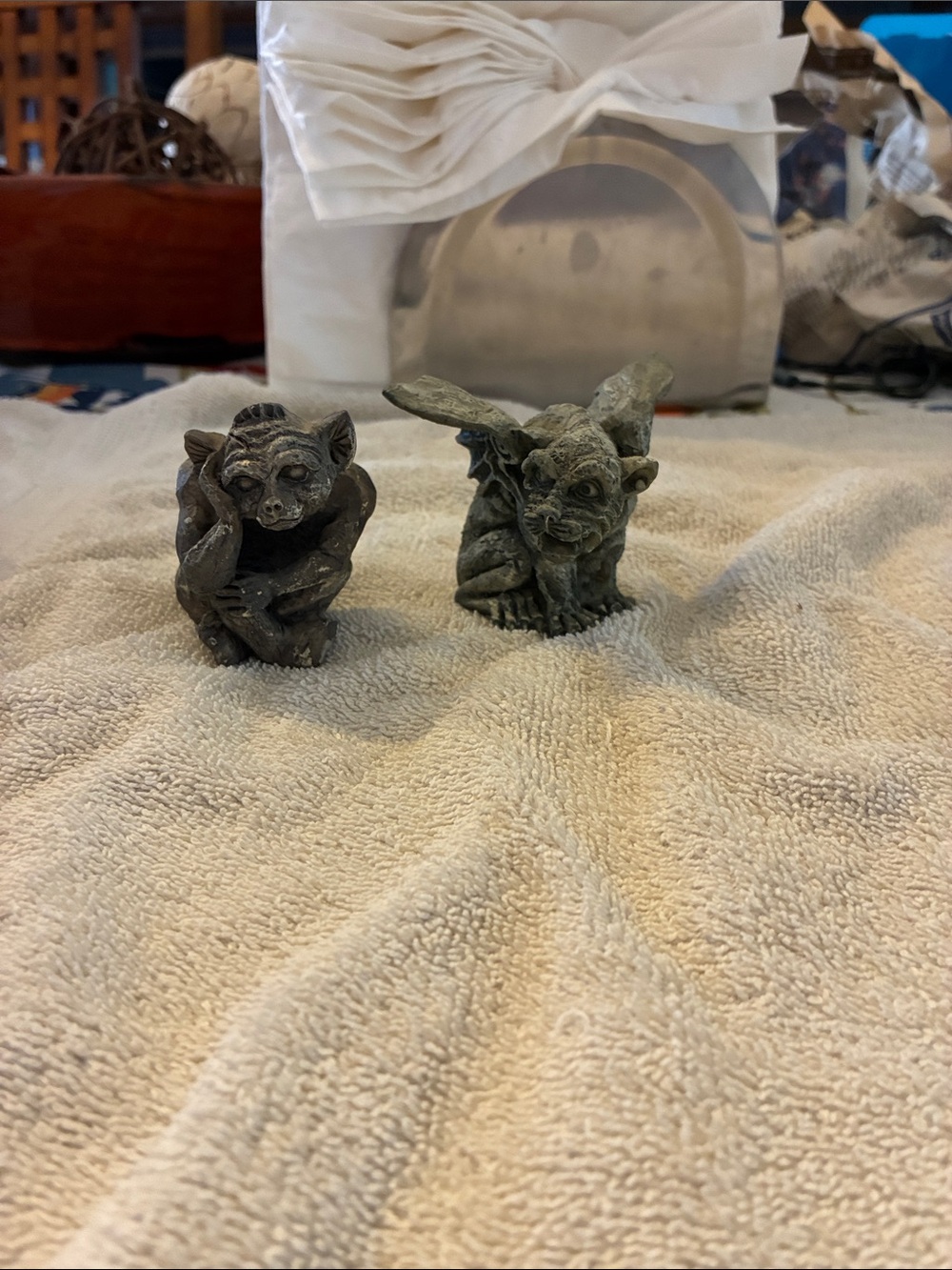 Gray Small Gargoyle Statues for Decorative Pair